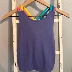NWT Mini Boden Lavender Tank with Colorful Straps Size 7-8 Girls